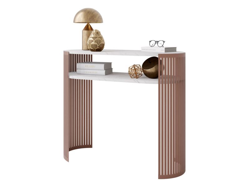 Konsola owalna MIRJAN 24 Fikoli miedziany/marmur bianco 1 szt.