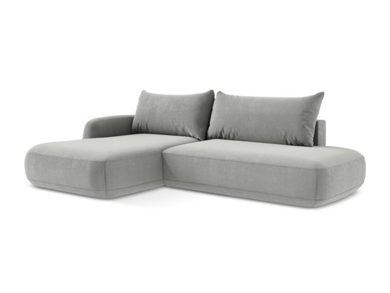 Narożnik lewostronny z funkcją spania LaMiaSofa Amalfi z tkaniny strukturalnej 300x190 cm jasny szary 1 szt.
