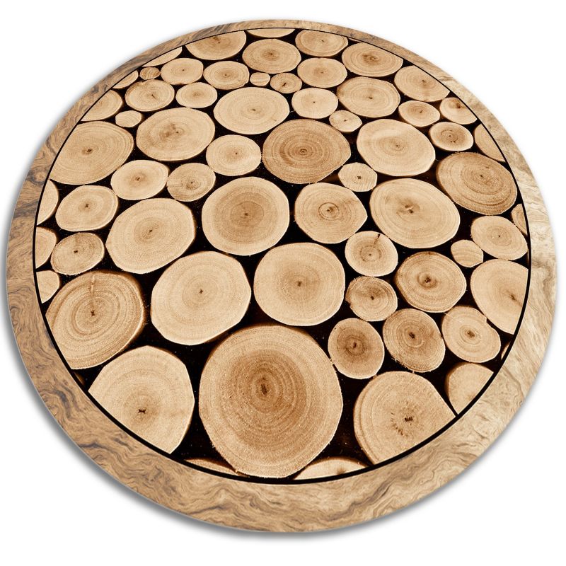 Dywan Tulup Winylowy Okrągły fi80 cm Przekrój pnia Do Salonu Dekoracyjny 1 szt.