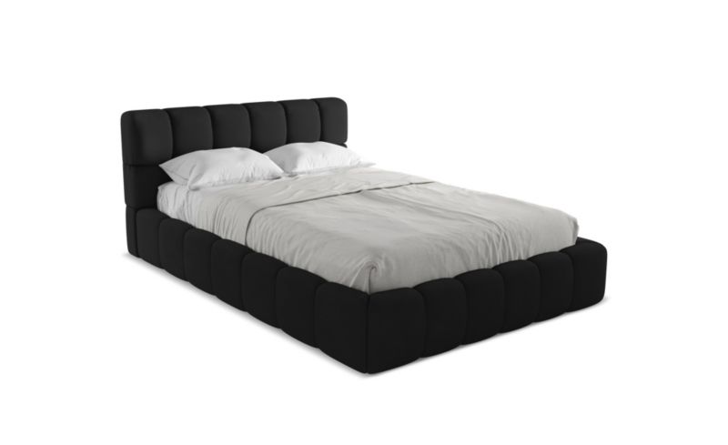 Łóżko LaMiaSofa Nalu z tkaniny szenilowej 140x200 czarny 1 szt.