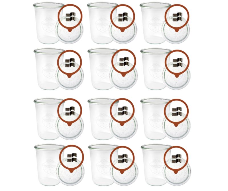 Słoiki MODO24 Weck 850 ml fi 100 mold szklane wieka gumki zapinki 12 kpl.