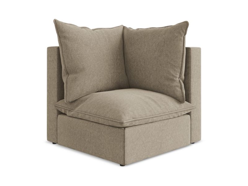 Moduł narożny LaMiaSofa RAVENNA z tkaniny welwetowej 90x90 cm beżowy 1 szt.