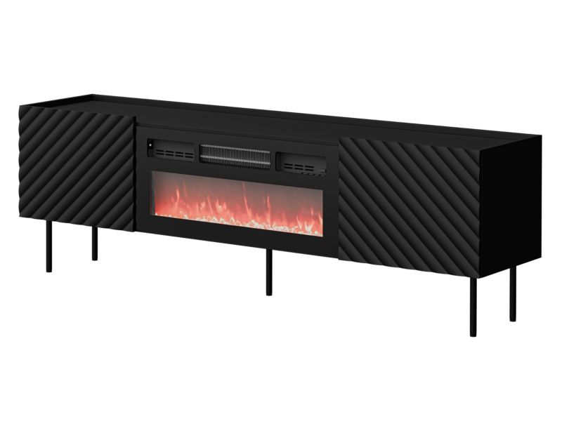 Szafka RTV z kominkiem MIRJAN 24 Lucca 180 2D czarny 1 szt.