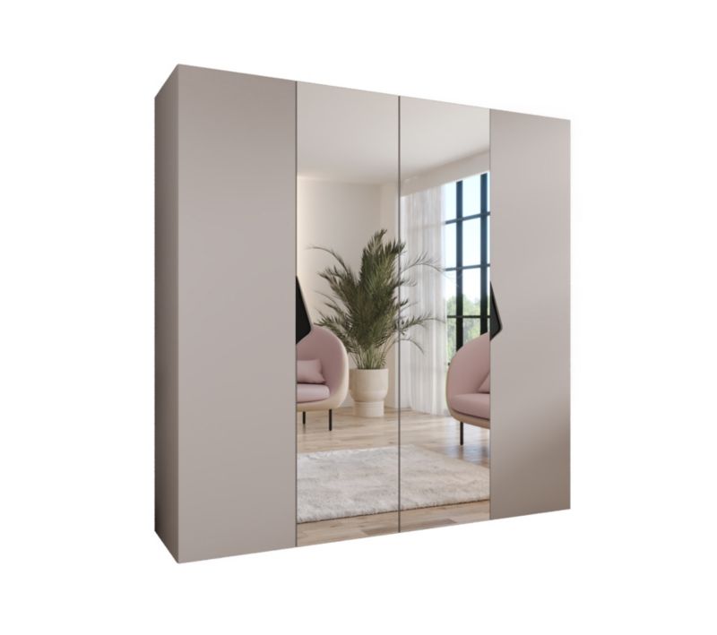 Szafa uchylna z lustrem otwierana Abiks SANDI 2 200 wys 202 cm Kaszmir + Czarny 1 szt