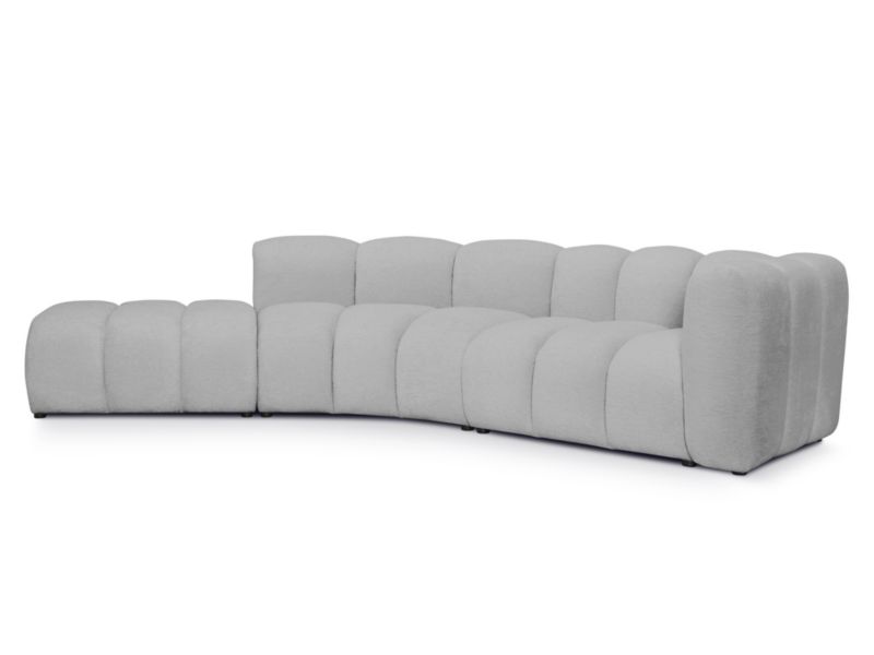 Narożnik prawostronny LaMiaSofa NAPOLI z tkaniny szenilowej 335x166 cm jasny szary 1 szt.