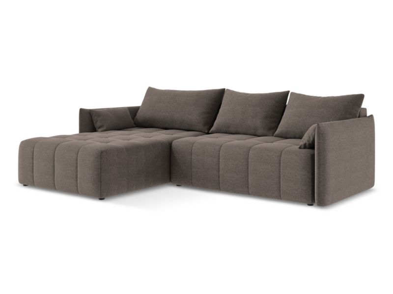 Narożnik lewostronny z funkcją spania LaMiaSofa BOLSENA z tkaniny bouclé 260x180 cm czekoladowy 1 szt.