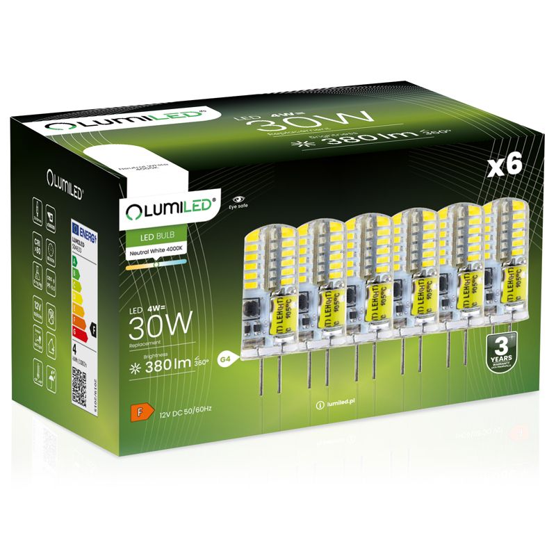 Żarówka LED LUMILED G4 4W 380lm 4000K 360st 12V 6 szt.