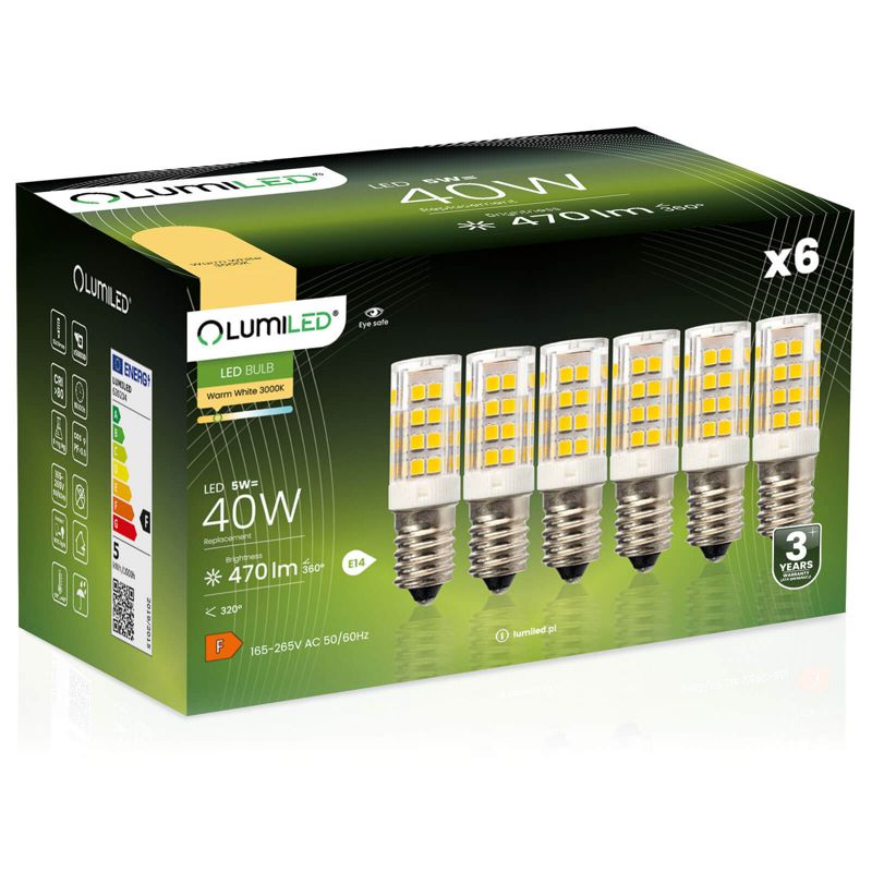 Żarówka LED LUMILED E14 T25 5W 470lm 3000K 320st 6 szt.