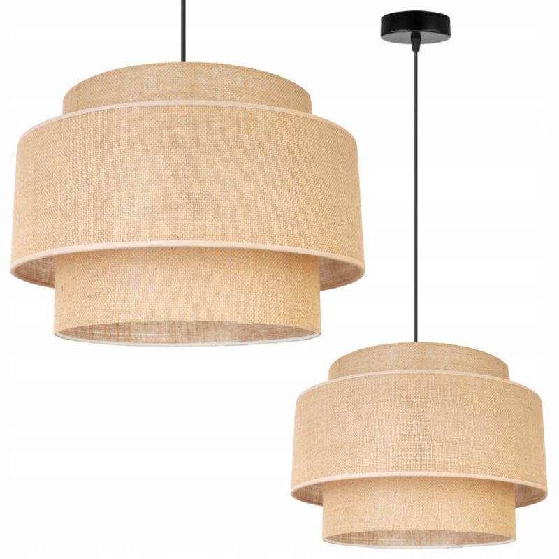 Lampa sufitowa wisząca Light Home LH Boho 1x E27 60W klosz 40cm beżowy/czarny 1szt.