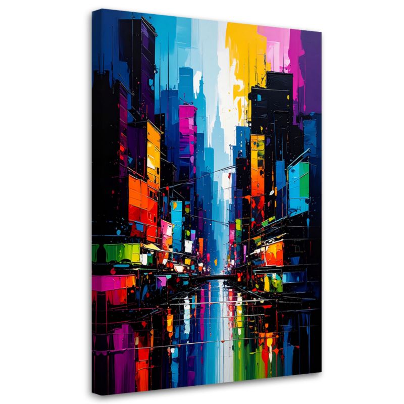 Obraz do biura salonu Feeby Kolorowe Miasto Abstrakcja 80x120cm 1szt