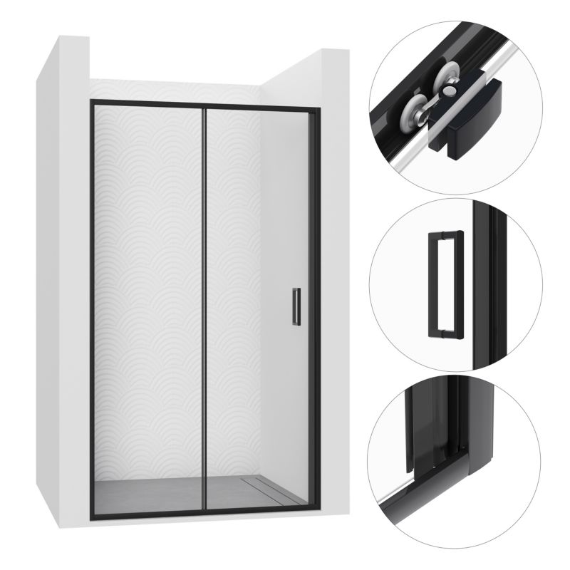 Drzwi prysznicowe 105 cm przesuwne ASAMA SEVANTE czarne 1 szt.