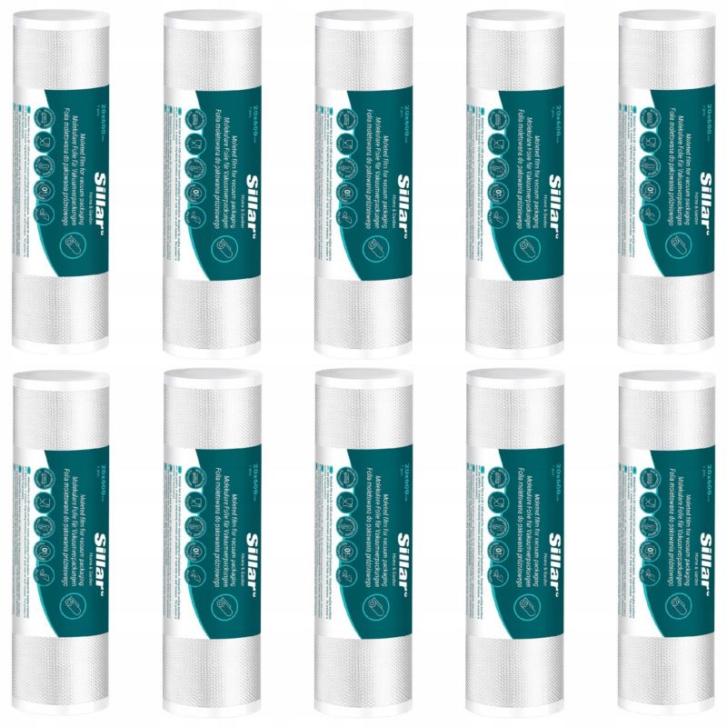 Folia moletowana, Sillar, do pakowania próżniowego, zgrzewarki, w rolce, 20cm, 6m, 10szt