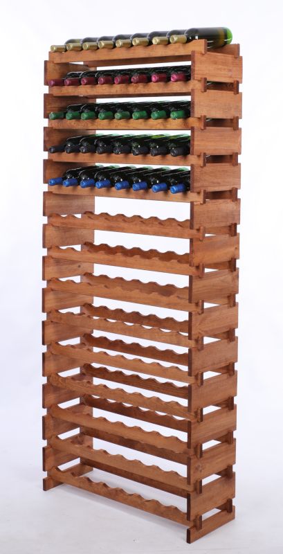 Stojak na wino MODO24 regał modułowy na butelki 14 leżni x 8 butelek montaż bez narzędzi impregnacja brązowa 1 szt.