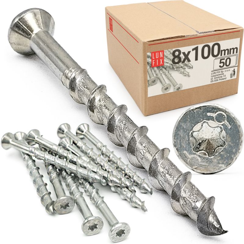Wkręty do gazobetonu Lun Fix z łbem stożkowym 8x100mm 50szt.