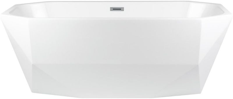 Wanna wolnostojąca Oltens Stygg owalna 160x73 cm akrylowa, biała z korkiem klik-klak 1 szt.