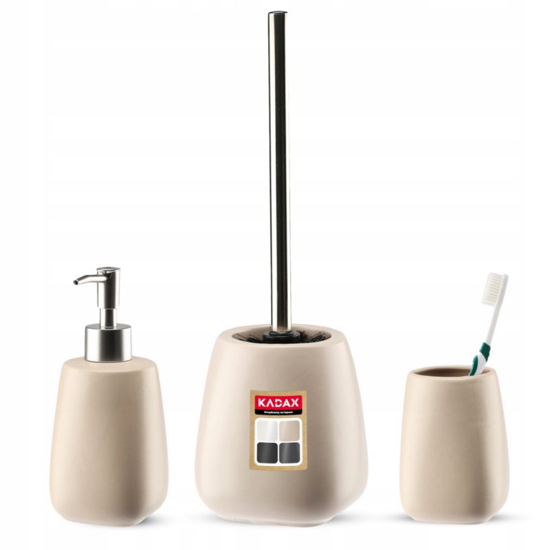 Zestaw Łazienkowy KADAX 3 elementy Komplet Beżowy 3 szt.