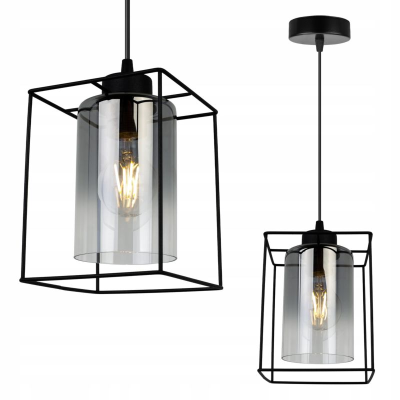 Lampa sufitowa wisząca Light Home LH Hella Cage 1x E27 60W szkło grafit 1szt.