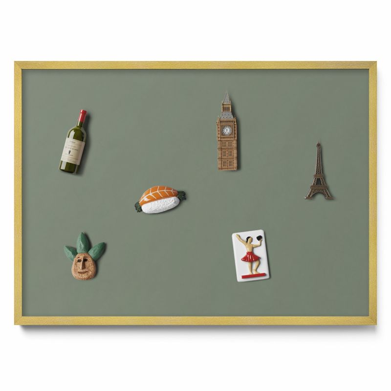 Tablica magnetyczna na ścianę Tulup 70x50cm Kolor oliwkowy w złotej ramie 1 szt.
