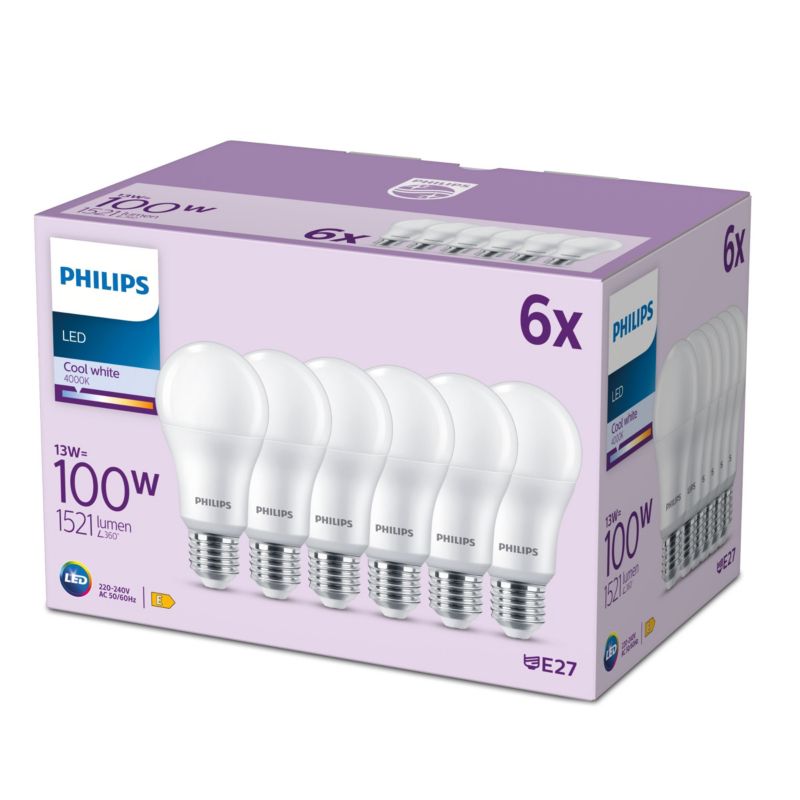 Żarówka LED Philips E27 A67 13W 1521lm 4000K 180st 6 szt.
