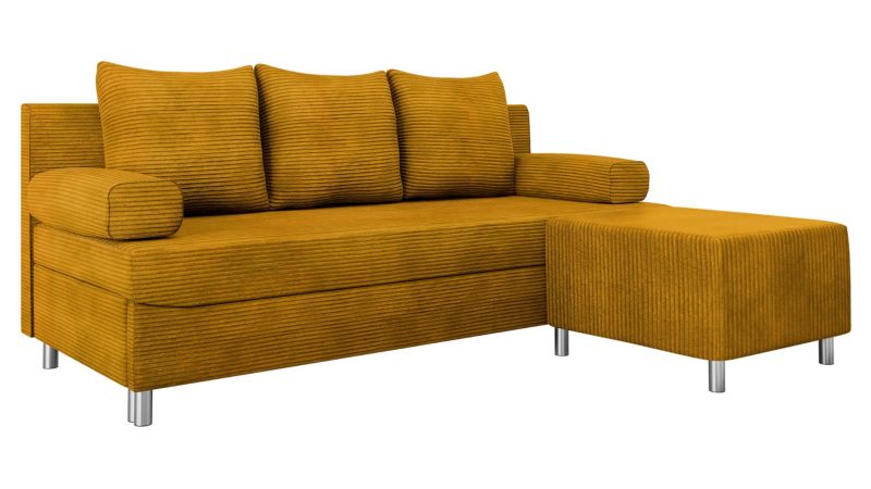 Kanapa rozkładana MIRJAN 24 Dover Sztruks + pufa musztardowy 1 szt.