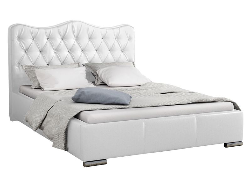 Łóżko tapicerowane MIRJAN 24 Santorini 140x200 biała ekoskóra 1 szt.