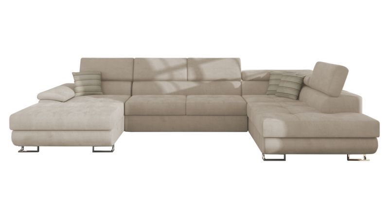 Narożnik z funkcją spania MIRJAN 24 Cotere Bis prawy jasnobeżowy/beżowe paski 1 szt.