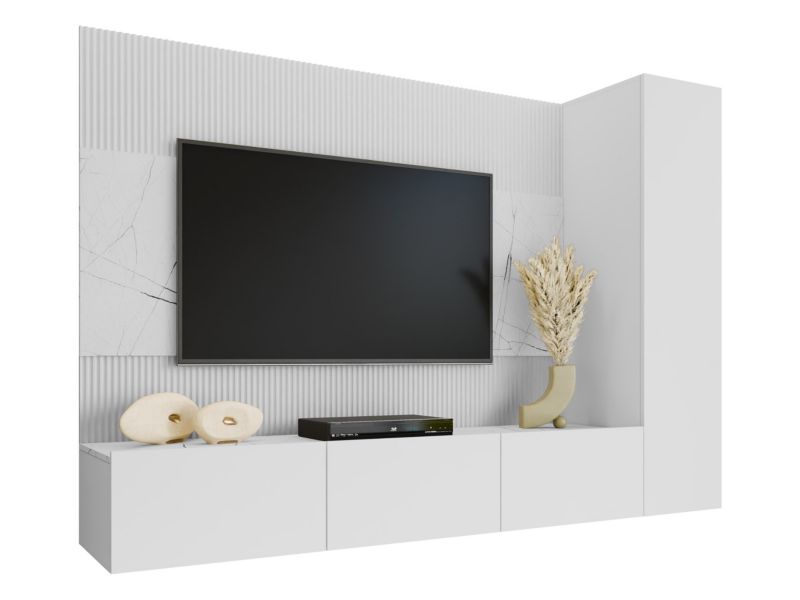 Meblościanka MIRJAN 24 Deromi VI biały + biały marmur 1 kpl.