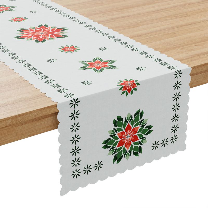 Bieżnik Wodoodporny Folk Gwiazda Betlejemska Markizeta Poliester Biały 38X140 Cm 1 Szt.