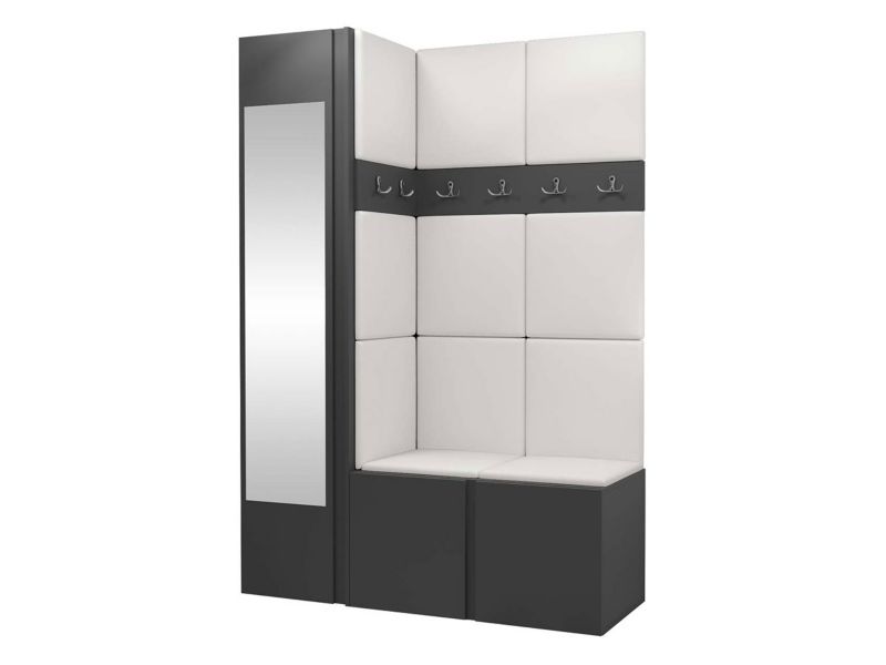 Garderoba MIRJAN 24 Orion X grafit + biała ekoskóra 1 kpl.