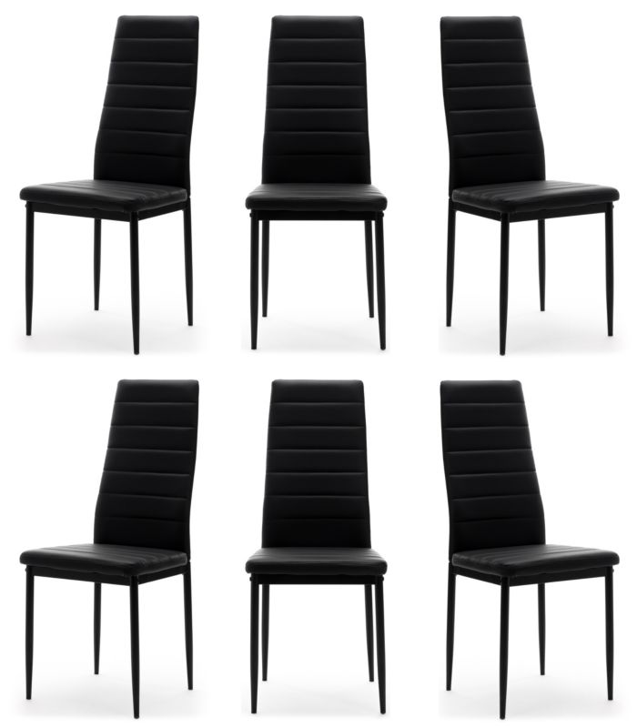 Krzesło tapicerowane New Home FADO czarne ekoskóra zestaw 6 szt.