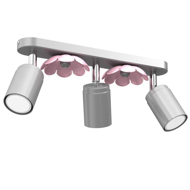 Lampa sufitowa Luminex Flower srebrno-różowa Listwa z lampami 3 x GU10 x 8W wym: 17 x 35 x 6 cm - 1 szt.