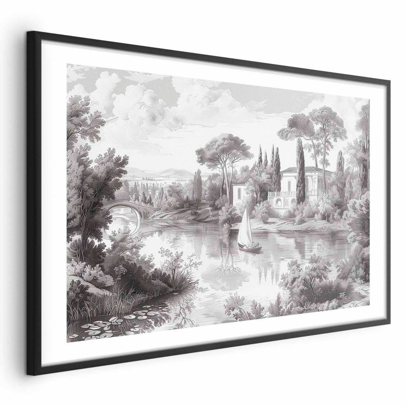Plakat Artgeist Pejzaż vintage 90x60 cm z ramą czarną 1 szt