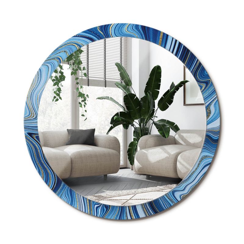 Lustro Okrągłe Tulup Marmurowa Rzeka 100 cm Designerskie Na Podkładzie 1 szt.