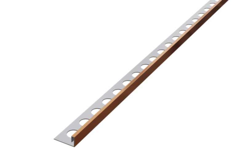 Profil licowy Js ozdobny Lambro miedziany matowy do płytek rektyfikowanych 1cm x 270cm 1 szt.