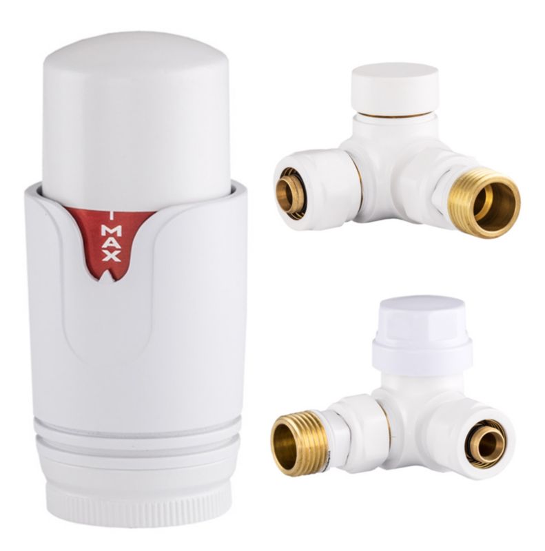 Zawór Grzejnikowy Termostatyczny Granitan 3-osiowy Zasilający Odcinający 1/2" Biały 1 szt.