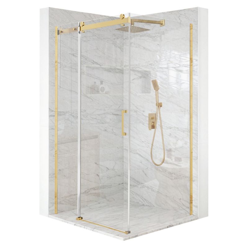 Kabina prysznicowa prostokątna TECHGLOBE przesuwna złota 110x90 szkło 8mm + powłoka 1 szt.