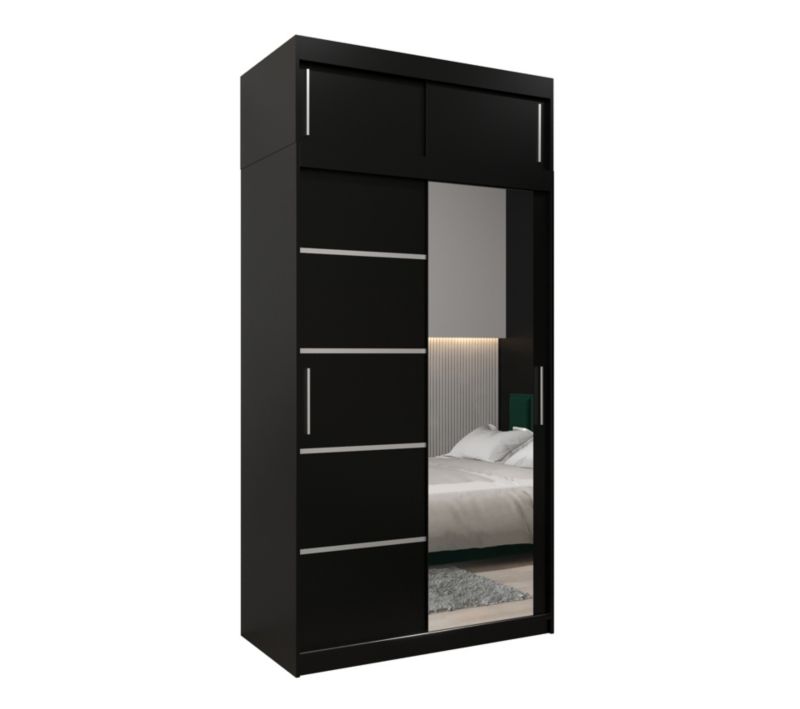 Szafa przesuwna Abiks Verona 2 120 czarny + czarny z nadstawką 1 szt.