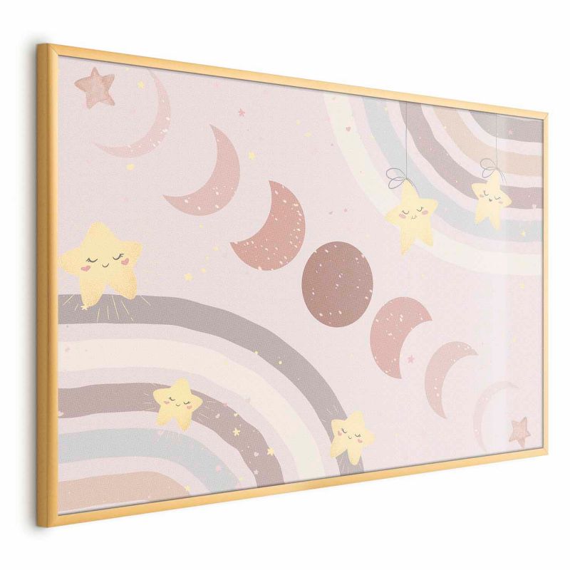 Plakat Artgeist Księżyc z tęczą 90x60 cm z ramą złotą 1 szt