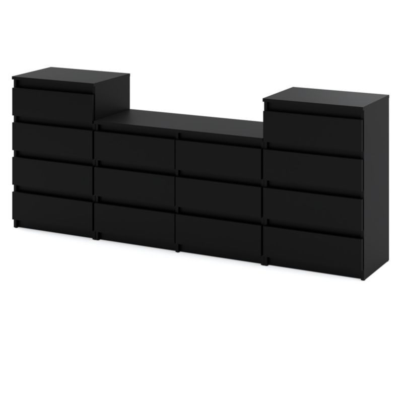 Komoda Hurtownia-Mebli Szuflady 14 Zestaw komód Hugo 464 220cm Czarny Mat Czarny Mat 220x33.5x92.5 cm 1szt.
