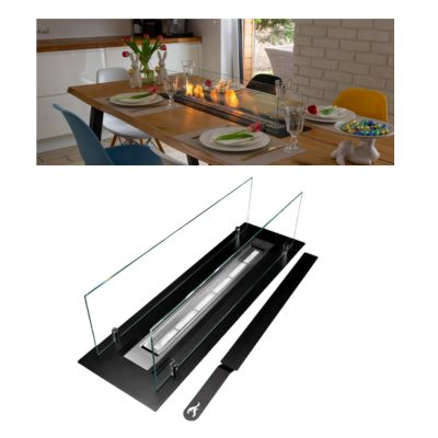 Biokominek BiokominkiGMT do zabudowy wkład 100 cm czarny mat z szybami 1szt.