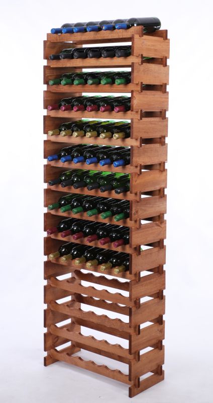 Stojak na wino MODO24 regał modułowy na butelki 14 leżni x 6 butelek montaż bez narzędzi impregnacja brązowa 1 szt.