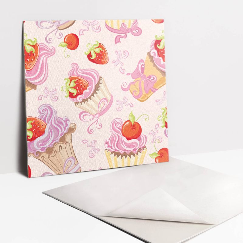 Kafelki samoprzylepne Tulup 30x30 cm Kolorowe owocowe babeczki 9 szt.