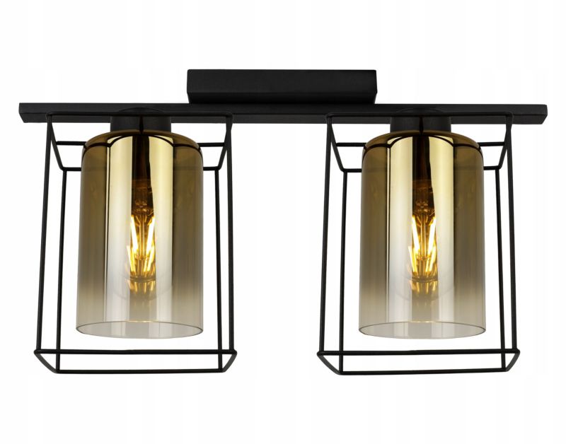 Lampa sufitowa wisząca Light Home LH Hella Cage 2x E27 60W szkło złoty 1szt.