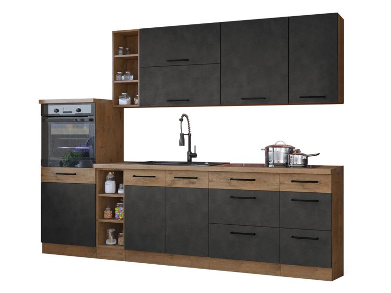 Kuchnia MIRJAN 24 Vigo IV z oświetleniem LED dąb lancelot / matera 1 kpl.