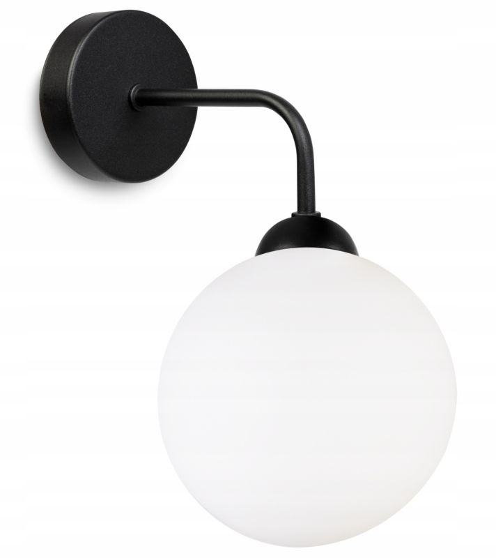 Lampa ścienna kinkiet Light Home LH Florece 1x E27 60W klosz szklany biały/czarny 1szt.