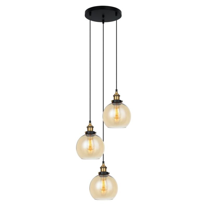 Lampa sufitowa wisząca Italux Cardena 1943 czarno-złota industrialna 3xE27 x 40W 1 szt.