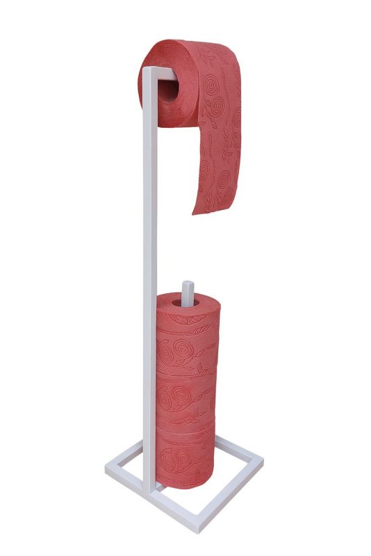 Stojak łazienkowy na papier JAKPOL 67 cm metalowy nowoczesny biały 1 szt.