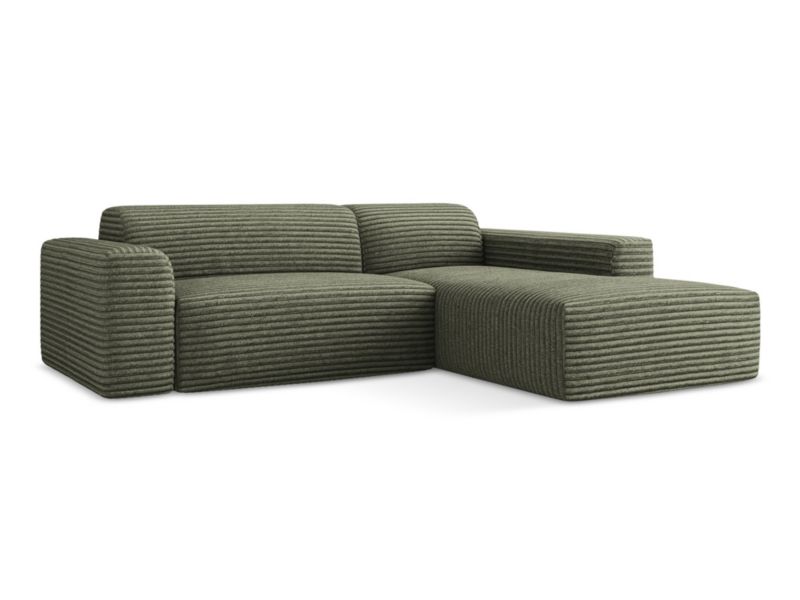 Narożnik prawostronny LaMiaSofa BOVA z tkaniny sztruksowej 270x190 cm oliwkowy 1 szt.