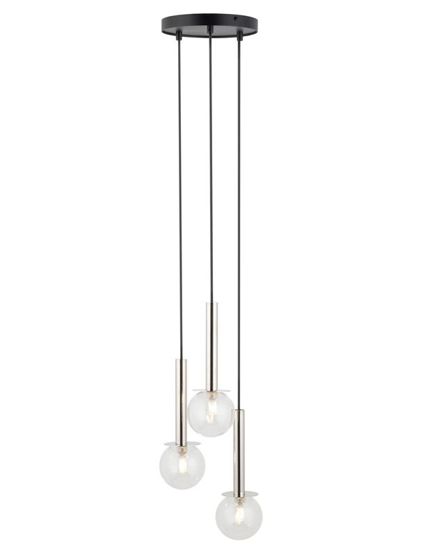 Lampa wisząca Sigma Lighting Daisy 6661 czarno-srebrna-przezroczysty minimalistyczna 3xG9 x 1 szt.