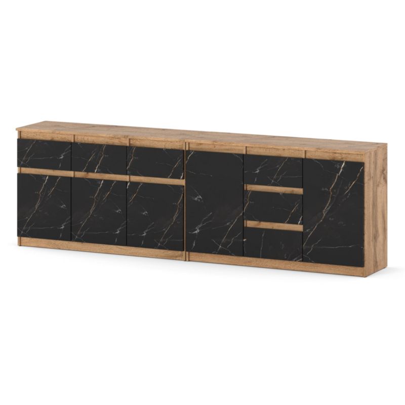 Komoda Hurtownia-Mebli Szuflady 6 Agnolia Best 240cm Dąb Wotan San Sebastian 240x35x75 cm 1szt.